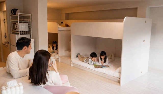 302-Pastel Room｜8 ppl | Custom Queen Bunk Beds｜Golden Gai & Kabukicho | 40㎡
