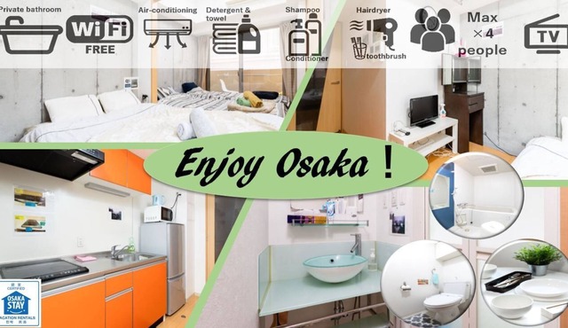 A215.Nihonbashi, Namba, Dotonbori near! Central Osaka. Near tourist spots. 1 minute walk from the station