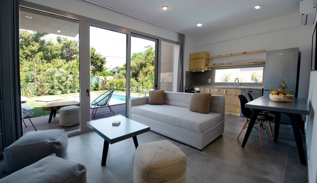 Dazzling Thasos Villa | Villa Fana | 2 Bedrooms | Private Outdoor Swimming Pool Surrounded by a Spacious Private Garden | Furnished Balcony and Terrace | Rachoni, Skala Rachoniou